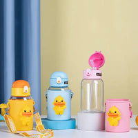 Kawaii 600ml Water Bottle with Straw - Portable Plastic Cup