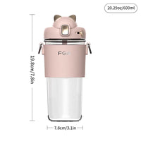 GoHydrate 20oz Leak-Proof Straw Water Bottle