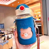 Kawaii 620ml Straw Water Bottle with Outdoor Strap