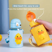 Kawaii 600ml Water Bottle with Straw - Portable Plastic Cup