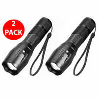 Tactical LED Flashlight 2-Pack — 5-Mode Zoomable Torch for EDC, Camping & Emergencies
