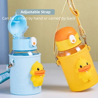 Kawaii 600ml Water Bottle with Straw - Portable Plastic Cup